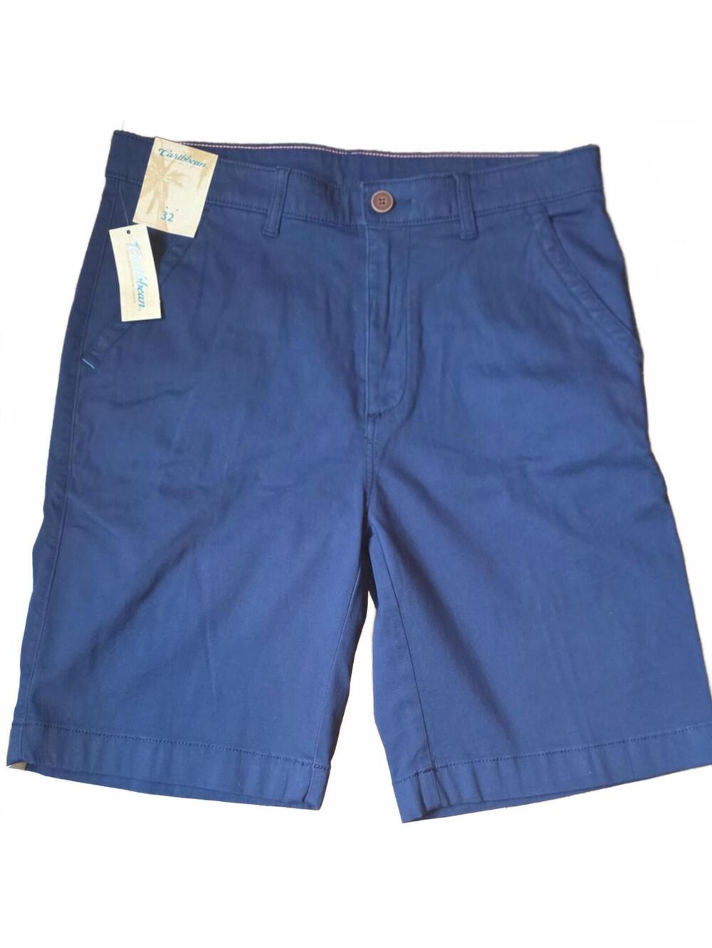 Caribbean Classic Navy Blue Cotton-Blend Shorts Size 32